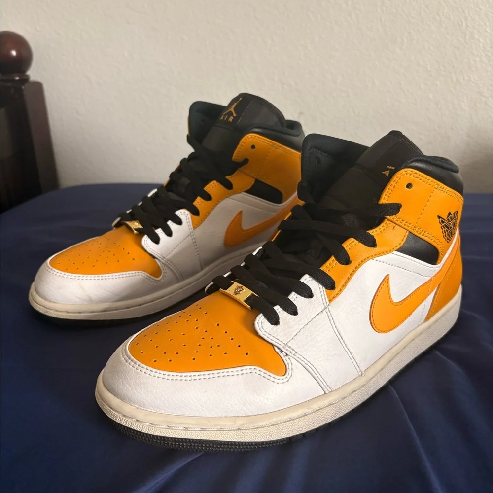 Jordan 1 Mid “University Gold” custom laces NO BOX size 11 - Picture 4 of 7